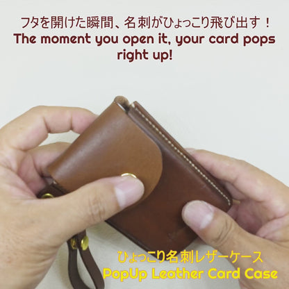 Étui en cuir pour cartes de visite "Hyokkori"
